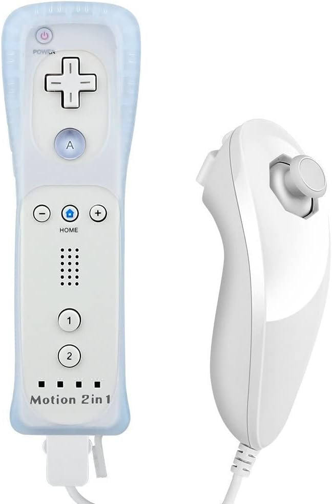 Maxcom® 2 in 1 Wireless Remote Controller + Nunchuk Adapter Gamepad Joystick Combo Set for Nintendo Wii / Wii U with MOTION PLUS (White)