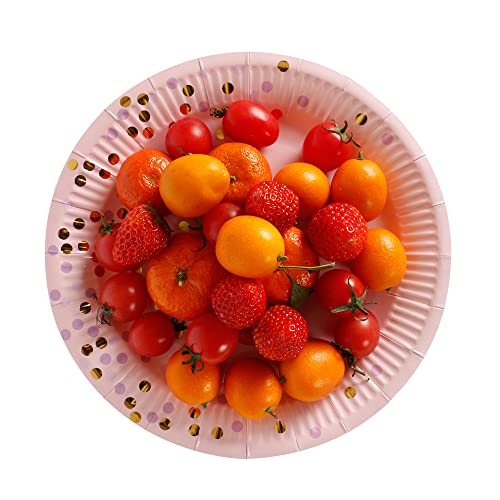 Geeklife Pink Gold Dots Paper Plates,Round Gold Pink Disposable Party Plates 9 In,20 Count Decorative Tableware For Birthday Parties, Baby Showers, Weddings And Life Celebrations #TOP1