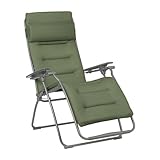 Lafuma MOBILIER   Fauteuil Relax Transat Jardin   Chaise Longue   Matelassé Zéro Gravité   Futura   Becomfort®   Vert Olive   Fabriqué en France   LFM3130_9548   Garantie 5 Ans   L.88xl.71xH.115cm