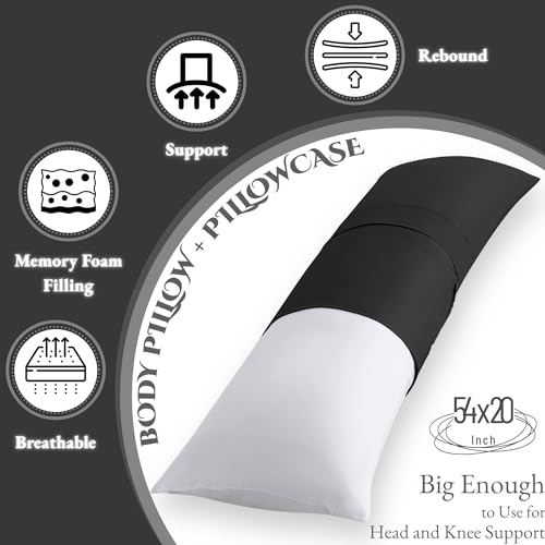 Ubauba Almofada corporal de espuma viscoelástica com capa - preta