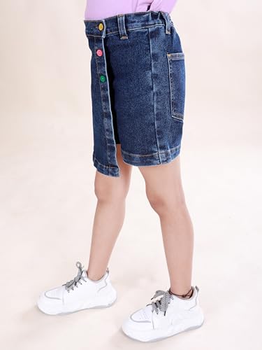 Image of KiddoPanti Girls Denim Over Lap Shorts