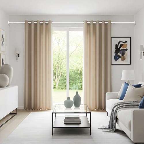 Image of Long Tension Rod 41-103inch White Tension Curtain Rods no Drilling | 1.26 inch Diameter Outdoor Curtain Rod for Patio,Windows,Anywhere Heavy Duty Spring Rods Adjustable