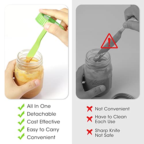 Aieve Mason Jar Spatula, 3 Pack Kitchen Scraper With Lids, Peanut Butter Spreader & Stirrer, Kitchen Gadget For Jam, Ghee, Fit For Regular Mouth Mason Jar Ball, Kerr 16Oz, Bpa-Free #TOP4