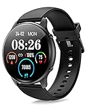 Smart Watches for Women/Men Fitness: 1.28 Inch Full Touch Screen, Activity Tracker Watch Compatible with iOS/Android, IP68 Waterproof Watch for Swimming, Heart Rate Monitor & Blood Oxygen (Black)