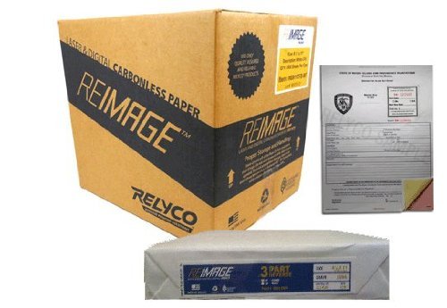 REIMAGE (TM) NCR Carbonless Laser Paper - 8.5x11" 3-Part (White/Canary/Pink - Straight) - 2505 sheets - 835 sets