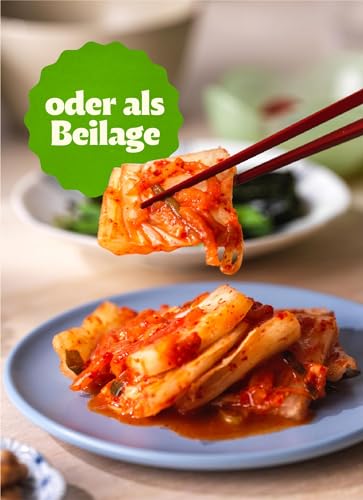 Bibigo Kimchi geschnitten – Fermentierter Kohl aus Korea – Ohne Fischsauce und halal – 1 x 150 g