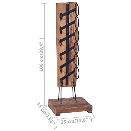 Soporte para 6 Botellas 13.8"x13.8"x39.4" Madera de Teca Sólida miniatura 6