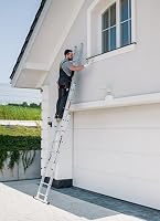 DRABEST - Home - Aluminium-Leiter - 3x8 Sprossen - Max. 4,0 m lang - Max. Arbeitshöhe 4,95 m - bis 150 kg - 3-teilig - Mehrzweck-, Steh-, Auszieh- Klappleiter - rutschfest - Verstellbar – Ansicht 5