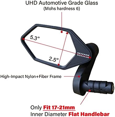MEACHOW New Bar End Bike Mirror, Crystal UHD Automotive Grade Glass Lens E-Bike Mirrors, Scratch Resistant, Safe Rearview Mirrors, (Silver Left Side) ME-022LS - 2
