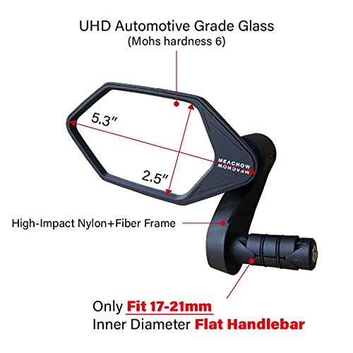 image for MEACHOW New Bar End Bike Mirror, Crystal UHD Automotive Grade Glass Le
