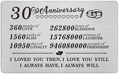 30th 30 Year Wedding Anniversary Card Gifts Engraved Wallet Inserts for Men Him Husband Women Her Wife Couples