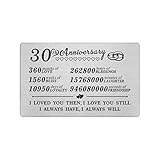 30th 30 Year Wedding Anniversary Card Gifts Engraved Wallet Inserts for Men Him Husband Women Her...