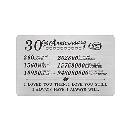 30Th 30 Year Wedding Anniversary Card Gifts Engraved Wallet Inserts For Men Him Husband Women Her Wife Couples #TOP6