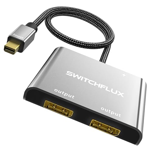 Image of Mini DisplayPort to Dual DisplayPort MST Hub, Mini DP 1.2 to 2X DP 4K@60Hz Splitter Adapter, Thunderbolt 2 Extended Dual Monitor Support for Windows PC, MacBook, Surface
