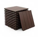 Baroni Home Piastrelle per Esterno a Incastro Effetto Legno, Set 11 Pezzi in WPC, Pavimentazione Modulare Resistente agli Agenti Atmosferici, per Giardino, Terrazzo e Balcone, 29,5x29,5x2 cm, Marrone