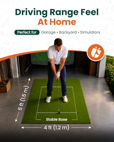 GIRAFFYCO Golf Hitting Mat, 1.5 x 1.2 m Indoor Outdoor Practice Turf Home - Image 2