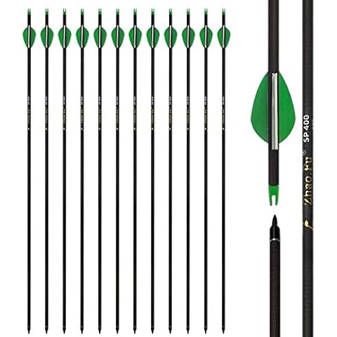 Zhao.Fu 29 Inch Carbon Arrow Practice Hunting Arrows Spine 400 with Removable Tips for Archery Compound & Recurve & Traditional Bow (12 Pcs) Cover