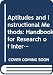 Aptitudes and instructional methods: A handbook for research on interactions