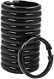 Shower Curtain Rings Plastic Curtain O Rings Hook Hanger Bath Drape Loop Clip Glide 12 Pack (O Rings Black)