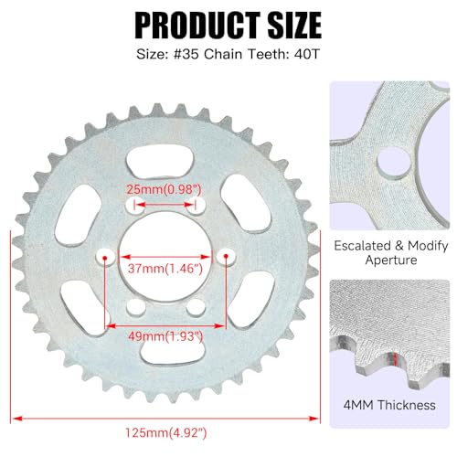 CILOYU Upgraded 40 Tooth Rear Sprocket 35 Chain 37mm Bore for CT100U DB30 by CILOYU - Used condition - Image 2