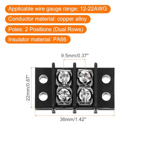 Bornier à vis pas de 9,5 mm à double rangée pour circuits 20A - 2