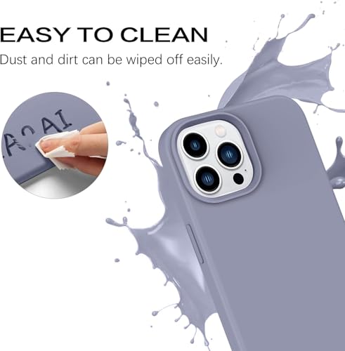Image of M Cart Liquid Silicon case for iPhone 14 Pro Max, Soft TPU Shockproof Scratch Resistant Slim Thin Protective Cover (Blue Grey)