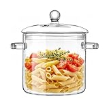 Clear Glass Simmer Pot with Lid for Cooking Potpourri Cookware Saucepan 3L 101OZ Large Pots for Stove Top Visions Stockpots Pan Big Safe Borosilicate Pans
