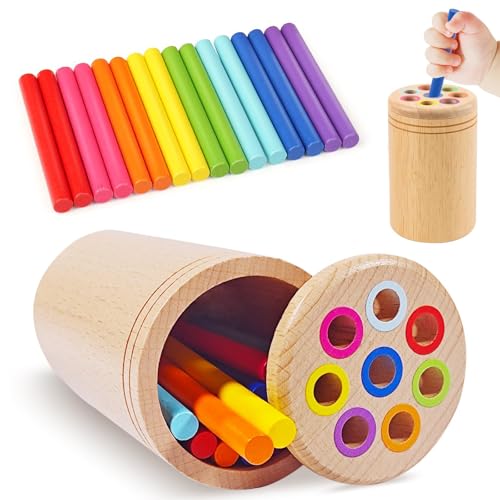 Montessori - Juguete de Madera a Partir de 1 a 3 años, Juguete de motricidad y sensorial para bebé, Juguete Educativo de Materiales, Seguro y promueve la motricidad y la Creatividad,