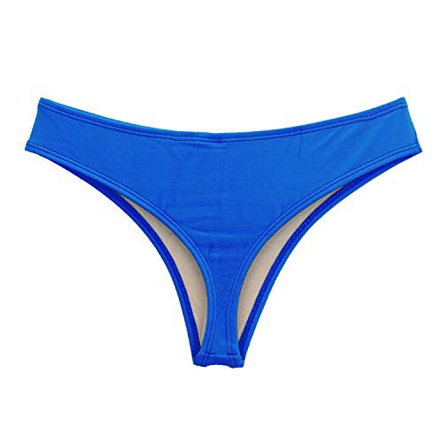 Calcinha de biquini fio dental cintura alta (Azul, G)