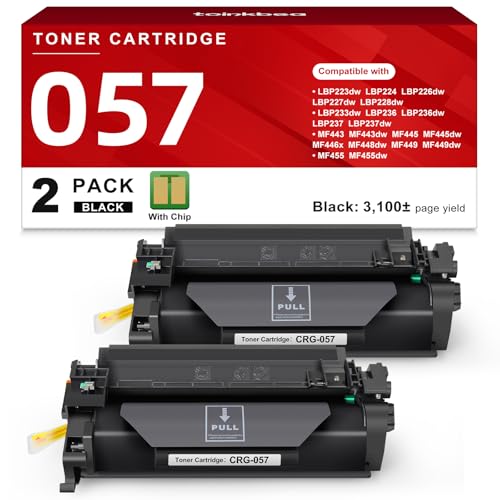 057 Toner Cartridges Compatible for Canon MF455dw MF445dw, 2 Black Pack
