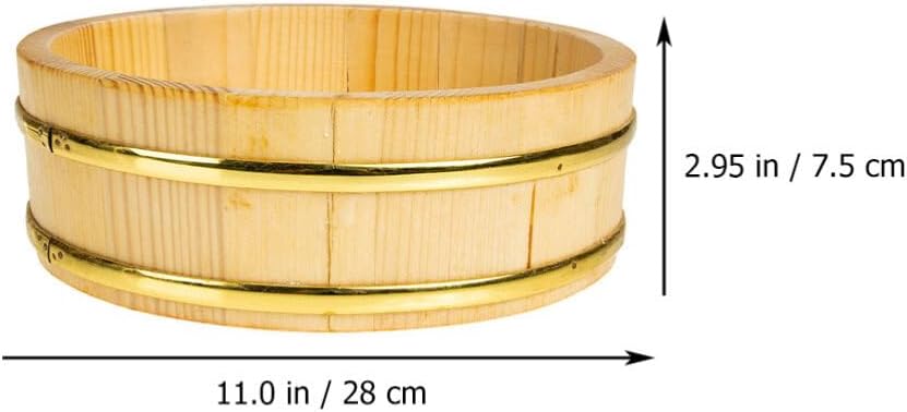 UPKOCH Wooden Sushi Rice Bowl Rice Mixing Tub Hangiri Sushi Oke Wood Sushi Barrel Japanese Sushi Rice Storage Bucket for Home Restaurant, 28cm