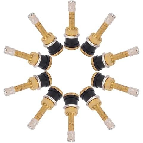 Caoeal Truck Valve Stem, TR500 Straight Brass Heavy Duty Clamp in Tubeless Truck Tire Valve Stems fits for Approx 0.625in/15.87mm Diameter Valve Rim Holes (Pack of 10) Cover