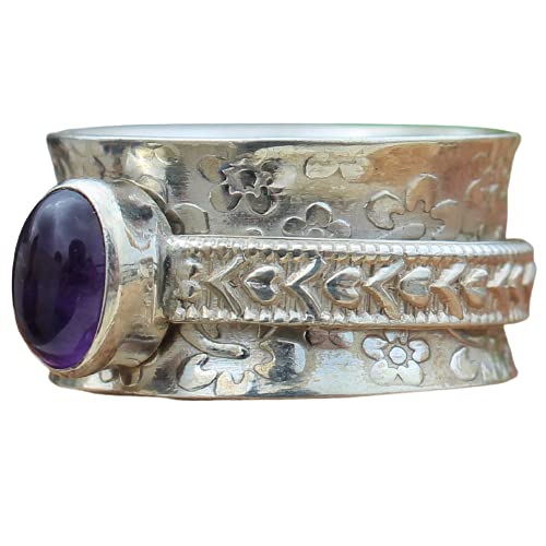 Amethyst Spinner Ring Anxiety Silver Spinner Ring Fidget Spinner Ring For Women Handmade Spinner Ring Sterling Silver 925 Amethyst Spinner Ring Anxiety Silver Spinner Ring Fidget Spinner Ring For Women Handmade Spinner Ring Sterling Silver 925