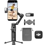 DJI Osmo Mobile 7P + Mic Mini TX (Nero infinity), Stabilizzatore per iPhone, Android, Tracciamento nativo, Ricezione audio, Illuminazione, Stabilizzatore 3 assi per smartphone, Manico telescopico