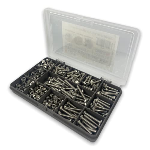 475 ASSORTED PIECE, A2 M4 FULLY THREADED BOLTS NUTS WASHERS SCREWS STAINLESS KIT, Grey, Small - Image 2