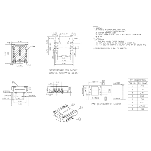 Enchufe intercambiable de 6x5 y 8x6 pines para programación IC 7