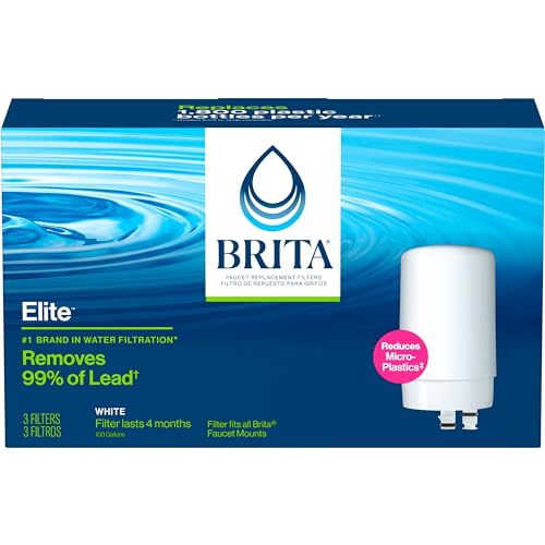 Brita Elite Replacement Faucet Water Filter, White, 3 Count | reduces 99% of lead, carbon-block technology, 4 month filter life, 1-click replacement, replaces 1,800 bottles - image 8