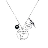 Son Memorial Necklace Sympathy Gift- A Piece of My Heart Lives in Heaven