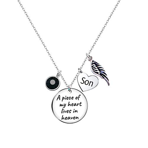 Paris Selection Son Memorial Necklace Sympathy Gift- A Piece of My Heart Lives in Heaven