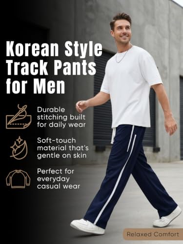 Image of GRECIILOOKS Korean Style Track Pants for Men - Loose Fit Lycra Cargo Joggers | Trendy Gym & Streetwear Bottoms with Utility Pockets (Available in Plus Size)