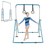 YEEGO DIRECT Gymnastics Bar with Rings,Gymnastics Bar for Kids Ages 3-12,Foldable Gymnastics Bar,Kids Gymnastics Bar Expandable for Home Training Kids Gifts for Grils Boys (Blue)