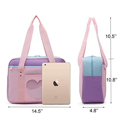 Rainbow Smile Ita Bag Heart Messenger Japanese Bag Kawaii Large Anime Shoulder Handbags (2101-Pink Straps) #TOP1