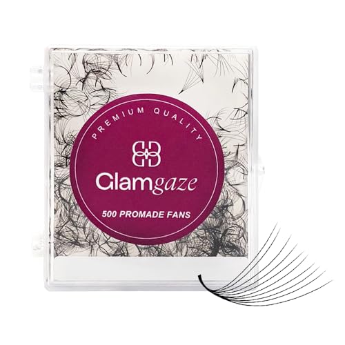 GLAMGAZE 500 Promade Fans - 3D to 16D, C CC D Curl, 0.05-0.07mm Thickness, 8-17mm Length - Premade Lash Fans Handmade Volume Lash Extensions Loose Premade Fans Eyelash Extensions (10D-0.07-CC 11mm)