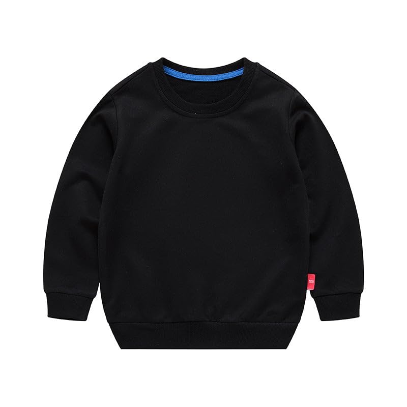 Boys Solid Color Pullover Blue Sweatshirt - Black - 4 Years