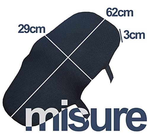 Auto Accessori Lupex Cuscino Per Sedile In Gel Per Moto E Sooter In 3D, Coprisella Copertura Sella, Coprisedile Regolabile Antiscivolo Traspirante E Flessibile, Misure 62 X 29 X 3 Cm - 7