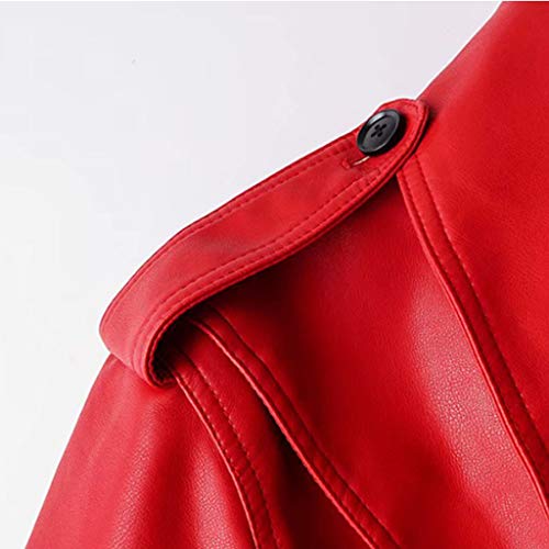 Straw Spring Fashion Retro Lapel Long Sleeve Short Pu Leather Washed Solid Color Leather Jacket (Color : A, Size : Medium) #TOP7