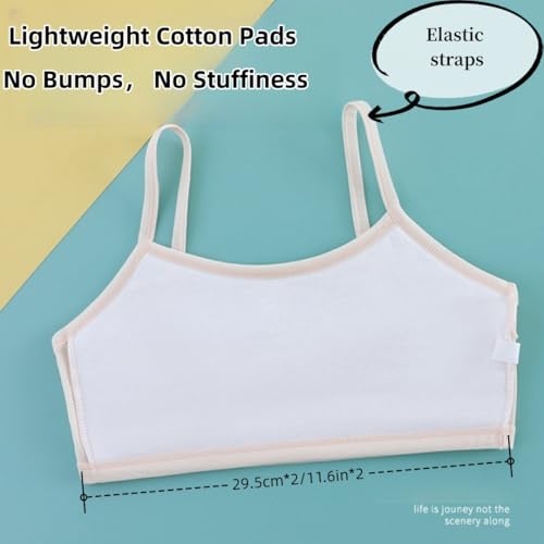 Training Bras for Girls 8-10 Years,Teens 10-14 Cotton Bra,No Pads Bras Lightweight,Wireless Begaining Bra, Teen Girl Clothes (US, Alpha, Large, Regular, Pink+White+Blue)4