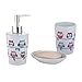 Produktbild axentia Bad-Garnitur Eule, dreiteilig, Keramik, Bad-Set bestehen aus Seifenspender, Seifenschale und Zahnputzbecher, mit trendigem Eulendekor, Hingucker im Badezimmer oder WC