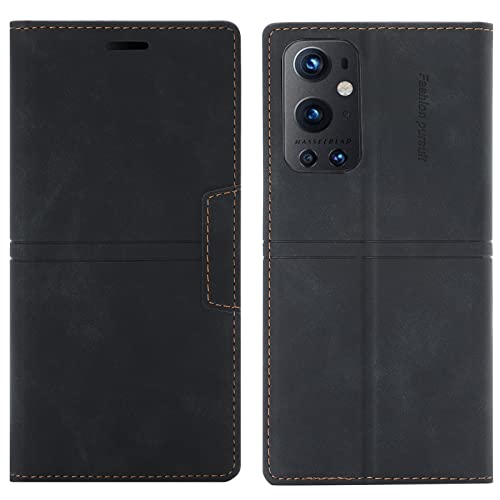 OKZone Kompatibel mit OnePlus 9 Hülle, Handyhülle Wallet PU Leder Kartenfach Magnet Klappbar Schutzhülle OnePlus 9 Handy Hüllen Flip Handytasche Hülle Cover Stoßfest Klapphülle Etui (Schwarz)