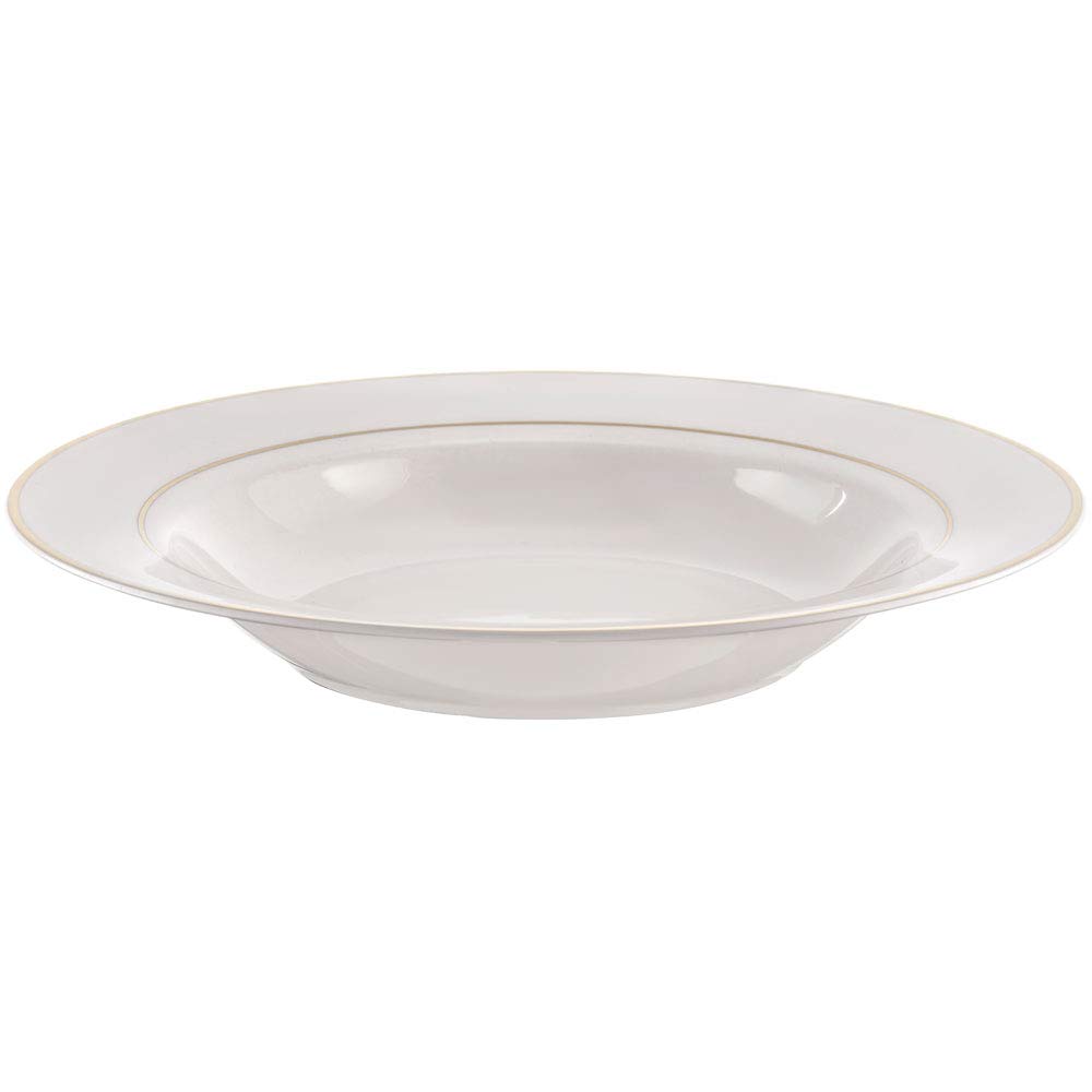 Ambition Serwis Obiadowy Aura Gold 18-elementowy Porcelanowy 6 Osobowy Biały Złoty Zestaw Obiadowy Komplet Talerzy